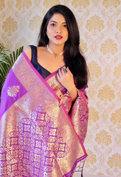 Pure Silk With Pure Zari Weaving Purple Saree