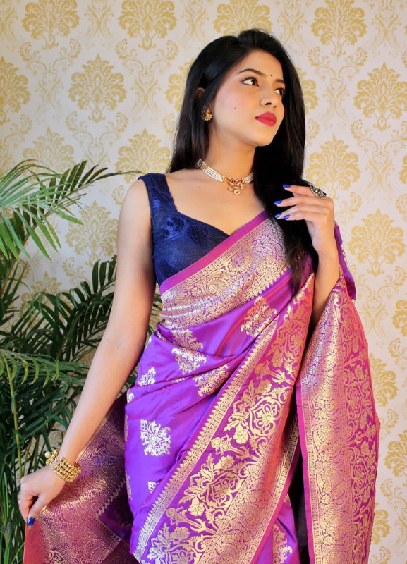 Pure Silk With Pure Zari Weaving Purple Saree