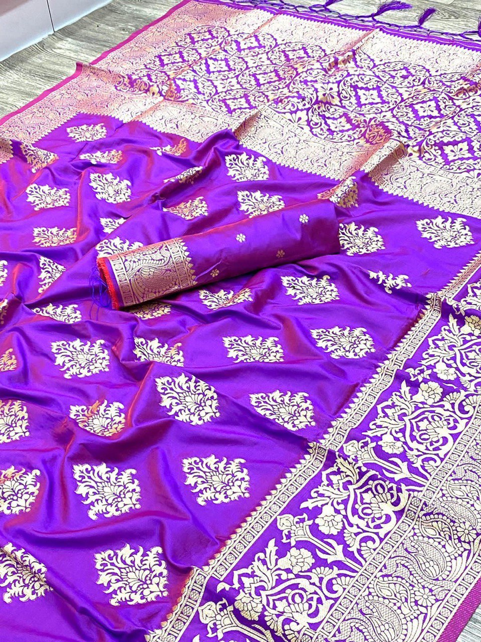 Pure Silk With Pure Zari Weaving Purple Saree