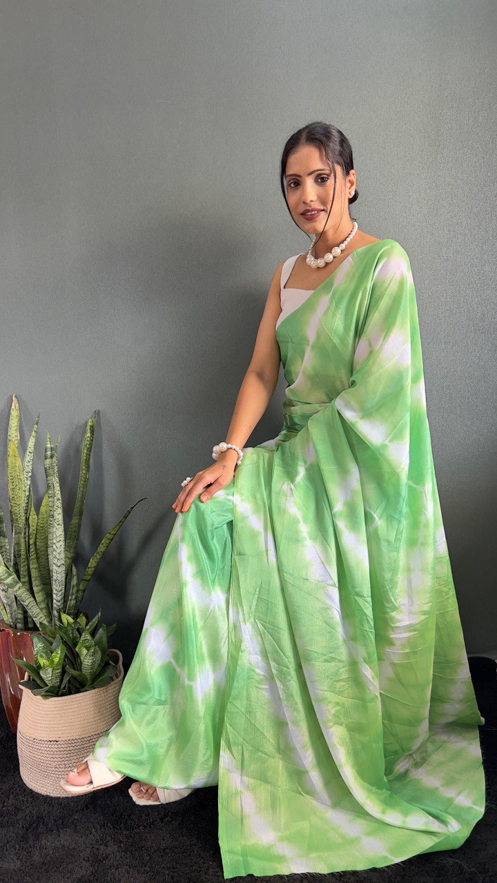 Rich Leriya Print Mastani Color Saree Light Green