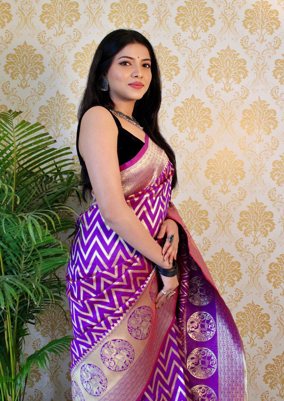 Purple Banarasi Woven Saree Paithani