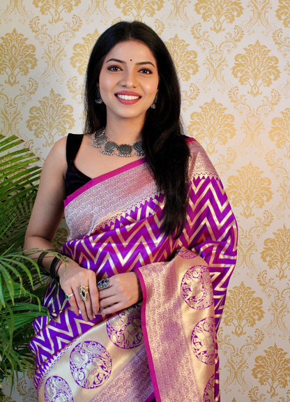 Purple Banarasi Woven Saree Paithani