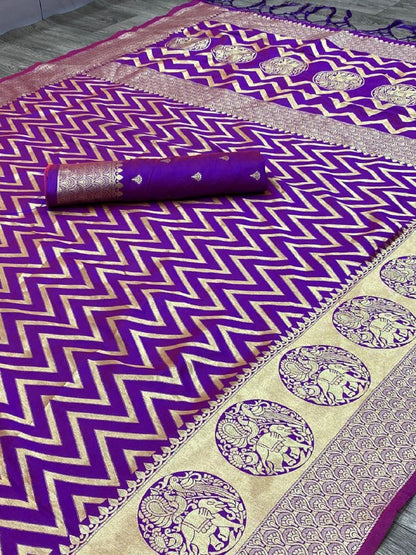 Purple Banarasi Woven Saree Paithani