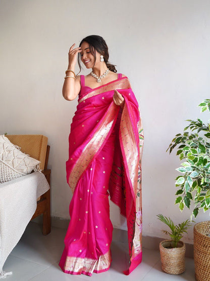 Dual Ton Banarasi Silk Saree In Dark Magenta