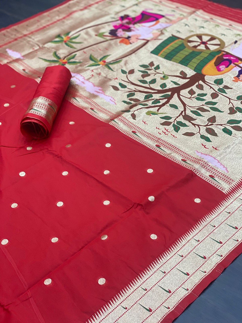 Dual Ton Banarasi Silk Saree In Red