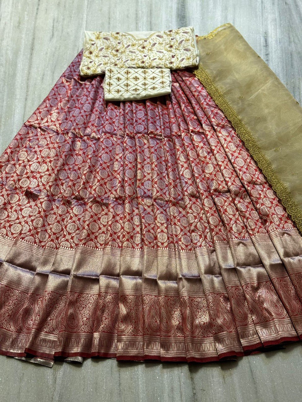 New Style Kanjivaram Silk Half Saree Lehenga Choli