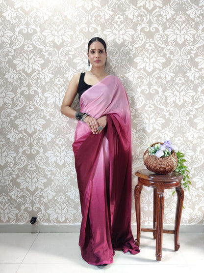 Designer Soft Silk Ready to Wear Wedding Saree Magenta