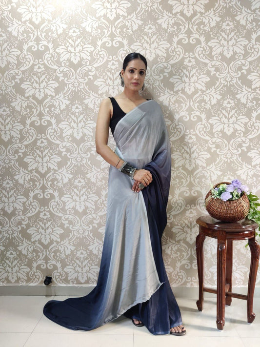 Designer Soft Silk Ready to Wear Wedding Saree Grey