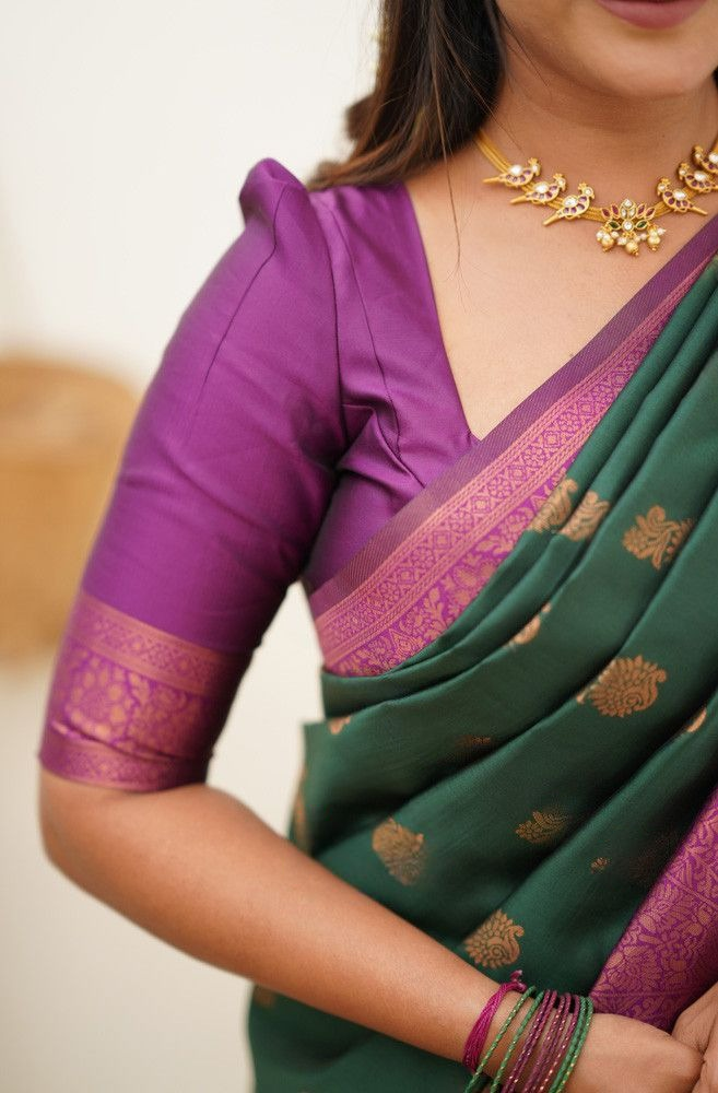 Dark Green Kanjivaram Silk Saree