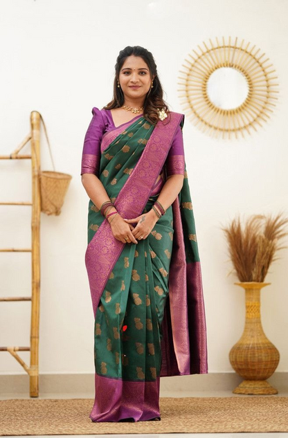 Dark Green Kanjivaram Silk Saree