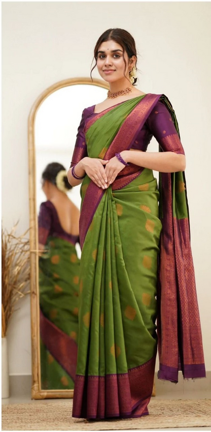 Dark Green Banarasi Silk Saree