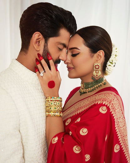 Red Lichi Silk Woven Saree Sonakshi Special