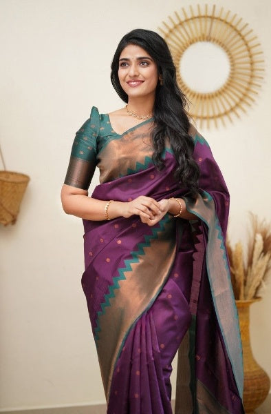 Dark Purple Kanjivaram Silk Saree