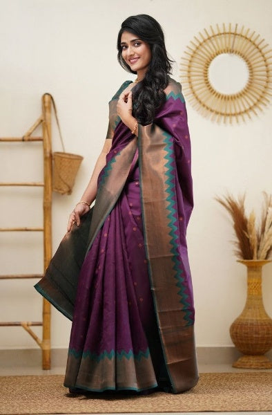 Dark Purple Kanjivaram Silk Saree