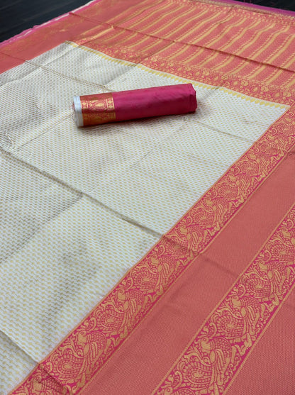 Light Preach Butta Kanjivaram Silk Saree