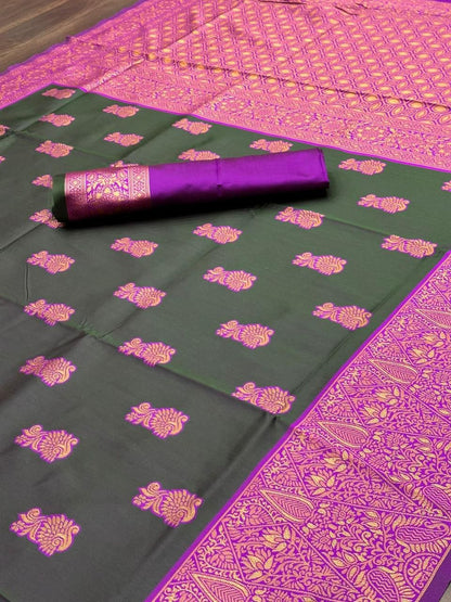 Dark Green Kanjivaram Silk Saree